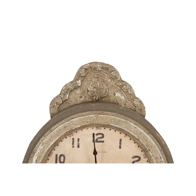 52" Wood Grandfather Style Wall Clock Distressed Gray Finish - Storied Home 8 52" Wood Grandfather Style Wall Clock Distressed Gray Finish - Storied Home - Image 6