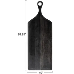 Storied Home Tall Acacia Wood Cheese And Cutting Board With Round Opening On Handle, Black