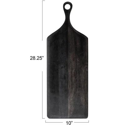 Storied Home Tall Acacia Wood Cheese And Cutting Board With Round Opening On Handle, Black 3 Storied Home Tall Acacia Wood Cheese And Cutting Board With Round Opening On Handle, Black