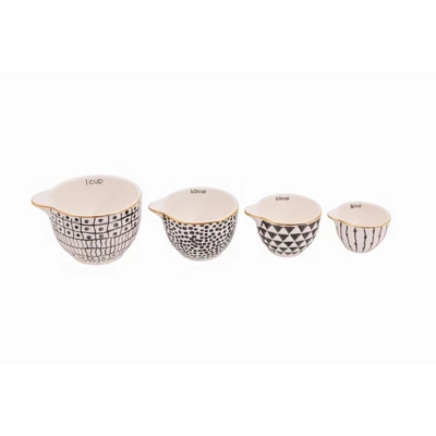 Storied Home Black & White Stoneware Measuring Cups With Gold Electroplating (Set Of 4 Sizes) 8 Storied Home Black & White Stoneware Measuring Cups With Gold Electroplating (Set Of 4 Sizes) - Image 6
