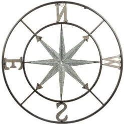 Storied Home Metal Compass Wall Décor, Distressed Silver -Interio Store GUEST 659c5828 0dd1 4754 862d 64678a445cfb