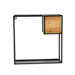 Storied Home Metal Wall Shelf With Wood Box, Black -Interio Store GUEST 67fa8505 7d8a 4b30 9c3a f7b0e2e830fc