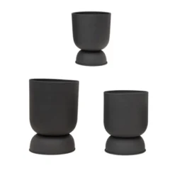 Storied Home Textured Metal Footed Planters, Black Finish, Set Of 3 (Holds 9", 8" & 7" Pots) 15 Storied Home Textured Metal Footed Planters, Black Finish, Set Of 3 (Holds 9", 8" & 7" Pots) -Interio Store GUEST 6912198d 49d5 4b85 ae0f cf19c8b44f0f