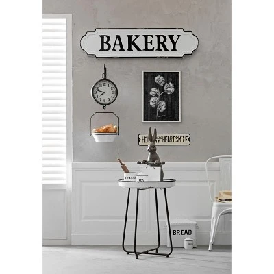 Storied Home Decorative Vintage Reproduction Enameled Scale Wall Clock, White And Black 3 Storied Home Decorative Vintage Reproduction Enameled Scale Wall Clock, White And Black