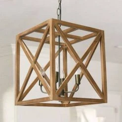 Metal/Wood Chandelier Natural Brown - Storied Home -Interio Store GUEST 6a0ca127 6da2 49ba 92f1 eb251fd9a23f