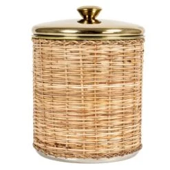 Storied Home Rattan Wrapped Stainless Steel Canisters, Set Of 4, Brass Finish 14 Storied Home Rattan Wrapped Stainless Steel Canisters, Set Of 4, Brass Finish -Interio Store GUEST 6a8e3762 82ab 444d 8b9b 2dcdf9e0f209