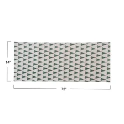 Storied Home Stonewashed Cotton Printed Table Runner With Christmas Tree Pattern, Natural, Green And Red