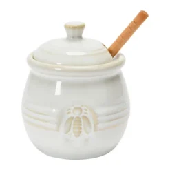Storied Home Farmhouse Embossed Stoneware Honey Pot With Wood Honey Dipper 14 Storied Home Farmhouse Embossed Stoneware Honey Pot With Wood Honey Dipper -Interio Store GUEST 6b54a21e 1b41 479a 85a3 a5a381dccba2