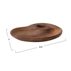 Storied Home Acacia Wood Tray With Handle, Natural