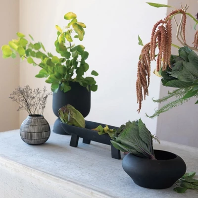 Storied Home Textured Metal Footed Planters, Black Finish, Set Of 3 (Holds 9", 8" & 7" Pots) 4 Storied Home Textured Metal Footed Planters, Black Finish, Set Of 3 (Holds 9", 8" & 7" Pots) - Image 2