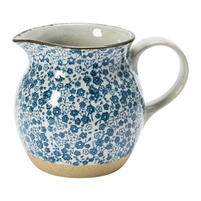 Storied Home Hand-Painted Country-Style Stoneware Pitcher With Floral Print 7 Storied Home Hand-Painted Country-Style Stoneware Pitcher With Floral Print - Image 5