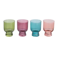 Storied Home Hand Blown Footed Drinking Glasses, 6 Ounces, 4 Assorted Colors -Interio Store GUEST 6ed3bd11 47e0 4cd6 bef1 cb173eff566a