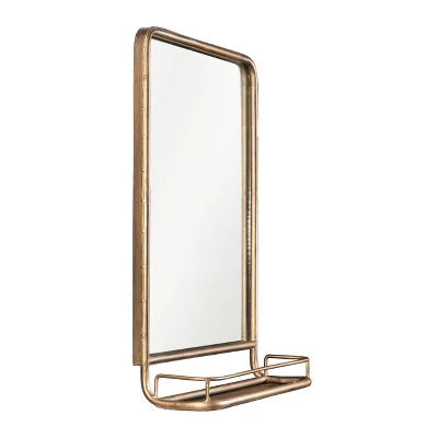 Metal Wall Mirror With Shelf Brass - Storied Home 7 Metal Wall Mirror With Shelf Brass - Storied Home - Image 5