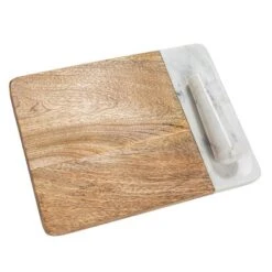 Storied Home Mango Wood And Marble Cheese And Cutting Board With Inlaid Marble Pestle, Natural And White -Interio Store GUEST 7008484f 50fa 49c9 aea3 3aa748a432bf