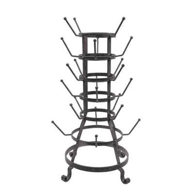 Metal Bottle Holder With 24 Hooks - Storied Home: Espresso & Tea Cup Storage Rack, Kitchen Organizer 3 Metal Bottle Holder With 24 Hooks - Storied Home: Espresso & Tea Cup Storage Rack, Kitchen Organizer
