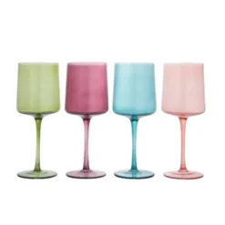 Storied Home Hand Blown Stemmed Wine Glasses, 14 Ounces, 4 Assorted Colors 14 Storied Home Hand Blown Stemmed Wine Glasses, 14 Ounces, 4 Assorted Colors -Interio Store GUEST 7389d46c 036a 49f0 8a11 8af72cc43b4f