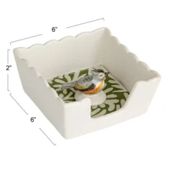 Storied Home Avian Grace Stoneware Napkin Holder With Weight, Multicolor