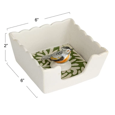 Storied Home Avian Grace Stoneware Napkin Holder With Weight, Multicolor 3 Storied Home Avian Grace Stoneware Napkin Holder With Weight, Multicolor