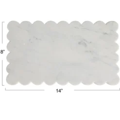 Storied Home Marble Cheese Board With Scalloped Edge, White