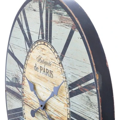 29" Oval Distressed Wood Wall Clock Gray - Storied Home 8 29" Oval Distressed Wood Wall Clock Gray - Storied Home - Image 6
