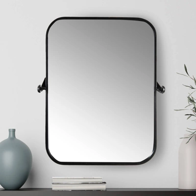 Metal Framed Pivoting Wall Mirror Black - Storied Home 5 Metal Framed Pivoting Wall Mirror Black - Storied Home - Image 3