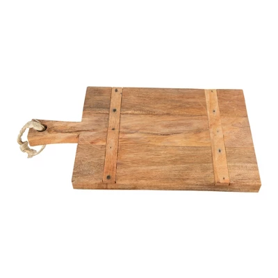 Storied Home Mango Wood Serve Board With Rope On Handle, Natural 10 Storied Home Mango Wood Serve Board With Rope On Handle, Natural - Image 8