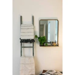 Metal Wall Mirror With Shelf Brass - Storied Home