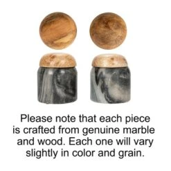 Storied Home Marble And Mango Wood Pinch Pot With Lid, Grey And Natural -Interio Store GUEST 7b12df5f e539 430e a725 38a247c0a278