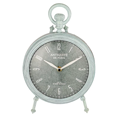 Storied Home Antique Reproduction Pewter Mantel Clock In Soft Blue Finish 10 Storied Home Antique Reproduction Pewter Mantel Clock In Soft Blue Finish - Image 8