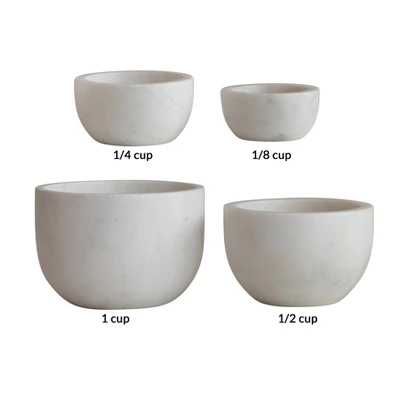 Storied Home White Marble Bowls (Set Of 4) 4 Storied Home White Marble Bowls (Set Of 4) - Image 2