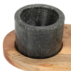 Storied Home Round Marble Bowls On Mango Wood Tray With Brass Salt Spoon, White And Black, Set Of 2 18 Storied Home Round Marble Bowls On Mango Wood Tray With Brass Salt Spoon, White And Black, Set Of 2 -Interio Store GUEST 7edd0c03 e5b9 40b2 a0b9 ca0a64692eb7