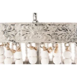 3-Tier Round Metal Chandelier With 3 Lights And Hanging Wood Beads Cream - Storied Home -Interio Store GUEST 8087b6a5 f132 4d5c 9c18 90174c0f3c58