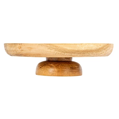 Storied Home Round Natural Mango Wood Footed Bowl Cake Stand 7 Storied Home Round Natural Mango Wood Footed Bowl Cake Stand - Image 5