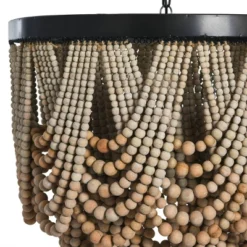Metal Chandelier With Draped Wood Beads Light Beige - Storied Home -Interio Store GUEST 81fb6b61 cb83 4e7d b8b5 469b2f9a7eab