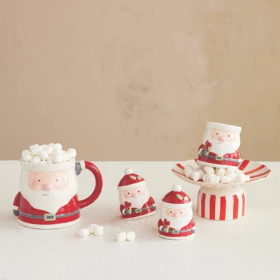 Storied Home 12-Ounce Hand-Painted Ceramic Santa Shaped Mug, Multicolor 3 Storied Home 12-Ounce Hand-Painted Ceramic Santa Shaped Mug, Multicolor