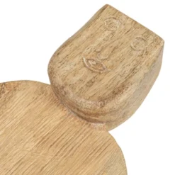 Storied Home Large Hand-Carved Mango Wood Cheese Slicer And Cutting Board With Face Handle Design And Combed Finish, Natural -Interio Store GUEST 845cf6d7 2ab6 4c84 b740 2aa71b64e171