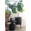 Storied Home Round Metal Planter With Chevron Pattern On Stand, Black -Interio Store GUEST 85bc0cfa 1d7e 4910 b9bf 6a1389a1ff42