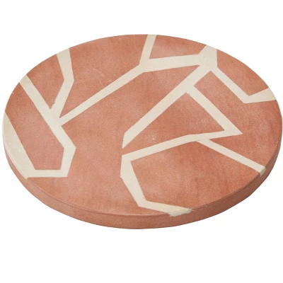 Storied Home 10" Round Sandstone Trivet, Terracotta/Off-White 9 Storied Home 10" Round Sandstone Trivet, Terracotta/Off-White - Image 7