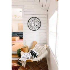 24" Round Metal & Wood Wall Clock White - Storied Home 14 24" Round Metal & Wood Wall Clock White - Storied Home -Interio Store GUEST 8943be0d ba4e 45a8 8e41 92a614bc2e41