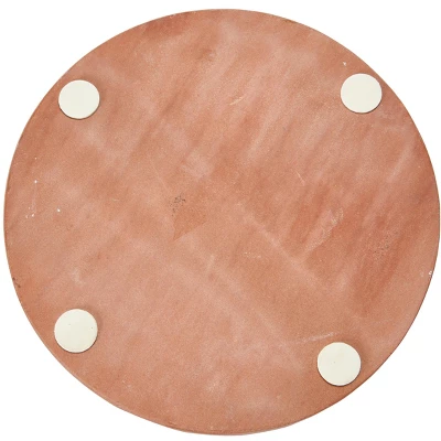 Storied Home 10" Round Sandstone Trivet, Terracotta/Off-White 6 Storied Home 10" Round Sandstone Trivet, Terracotta/Off-White - Image 4