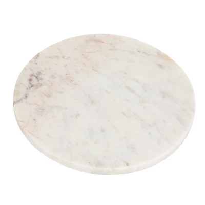 Storied Home Round Marble Charcuterie Or Cutting Board, White 9 Storied Home Round Marble Charcuterie Or Cutting Board, White - Image 7