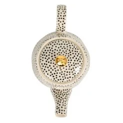 Storied Home White Stoneware Teapot With Black Speckles & Gold Electroplating -Interio Store GUEST 8db4820a 3281 43c6 936a 82aa31df1066
