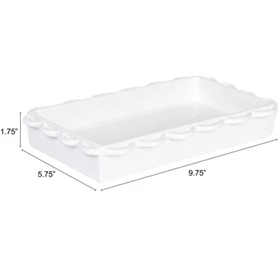 Storied Home Decorative Stoneware Scalloped Napkin Holder, White 3 Storied Home Decorative Stoneware Scalloped Napkin Holder, White