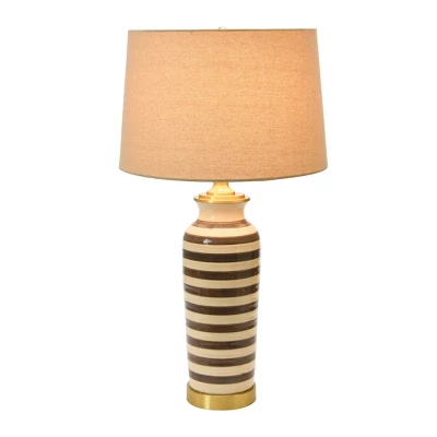 Storied Home 29" H Striped Ceramic And Metal Desk Lamp 4 Storied Home 29" H Striped Ceramic And Metal Desk Lamp - Image 2