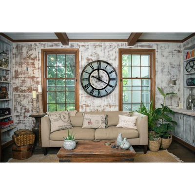 Storied Home Decorative Round Wood Wall Clock With Distressed Finish, Mint Green 5 Storied Home Decorative Round Wood Wall Clock With Distressed Finish, Mint Green - Image 3