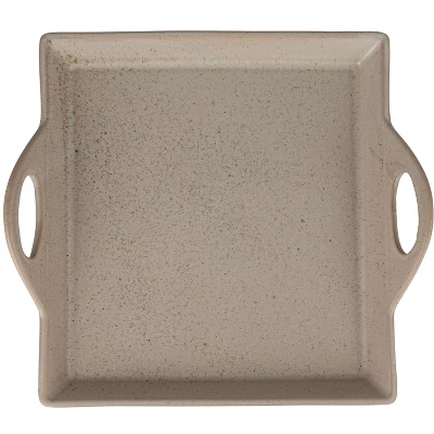 Storied Home Antique Elegance Stoneware Serving Tray With Handles, White 9 Storied Home Antique Elegance Stoneware Serving Tray With Handles, White - Image 7