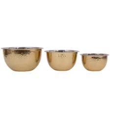 Storied Home Transitional Hammered Stainless Steel Bowls, Gold Finish, Set Of 3 Sizes 13 Storied Home Transitional Hammered Stainless Steel Bowls, Gold Finish, Set Of 3 Sizes -Interio Store GUEST 90c78987 c269 4065 a0b8 b560e7505c15