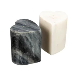 Storied Home Heart-Shaped Marble Salt And Pepper Shakers, Set Of 2, Grey And White -Interio Store GUEST 92ec7f82 f41e 49a4 85bf 05c87fd7bf2b