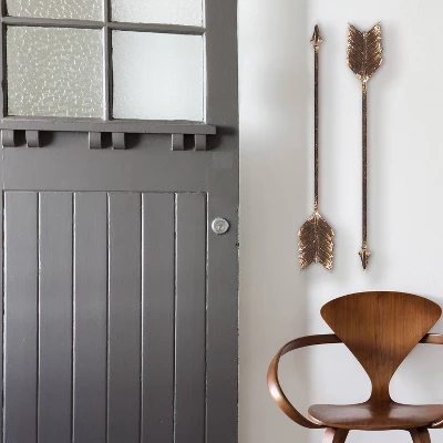 Set Of 4 Decorative Wall Art Metal Arrows Brass - Storied Home 3 Set Of 4 Decorative Wall Art Metal Arrows Brass - Storied Home