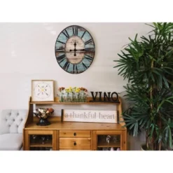 Storied Home Decorative Oval Wood Wall Clock With Distressed Finish, Turquoise 9 Storied Home Decorative Oval Wood Wall Clock With Distressed Finish, Turquoise -Interio Store GUEST 9469f02c fcc8 4e00 89e8 fc129bd9ae55